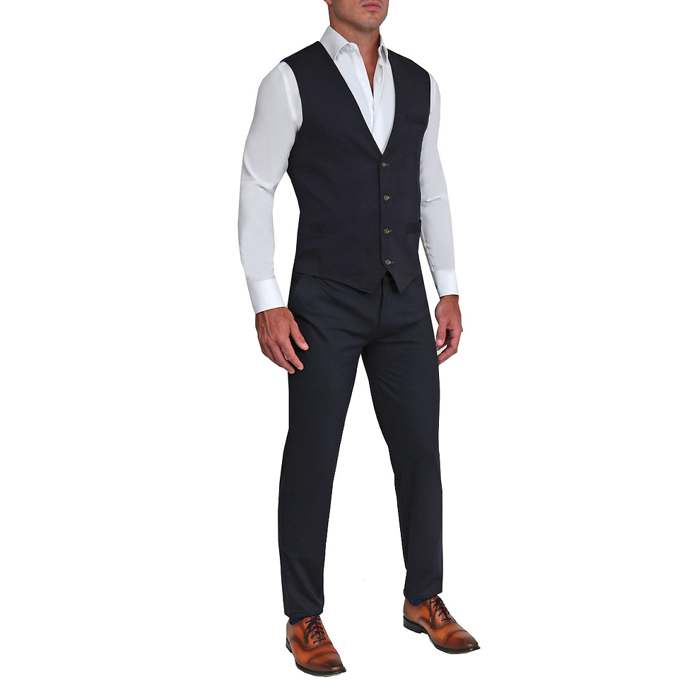 Athletic Fit Stretch Suit Vest - Navy