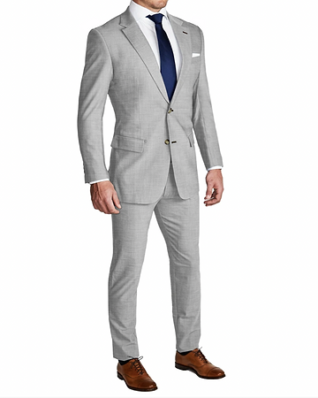 Athletic Fit Stretch Suit - Lightweight Heathered Light Grey