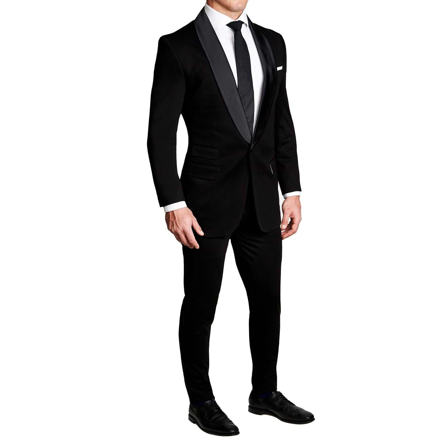 Athletic Fit Stretch Tuxedo - Black with Shawl Lapel