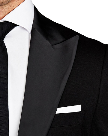 Athletic Fit Stretch Tuxedo - Black with Peak Lapel