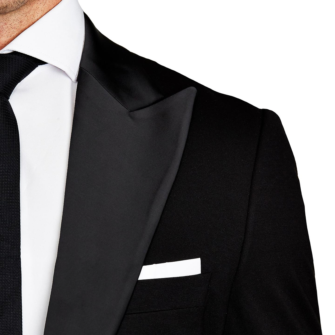 Athletic Fit Stretch Tuxedo Jacket - Black with Peak Lapel