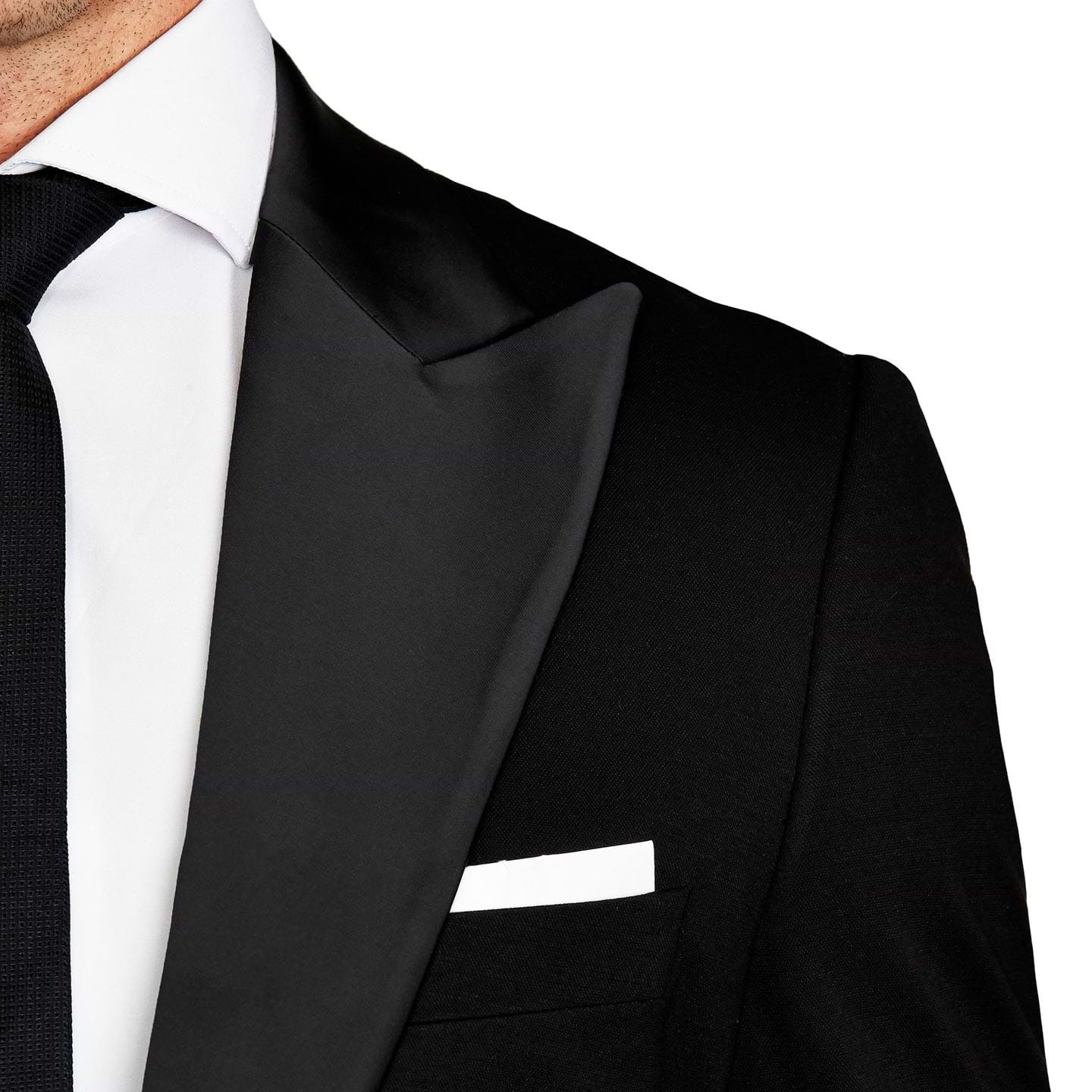 Athletic Fit Stretch Tuxedo Jacket - Black with Peak Lapel