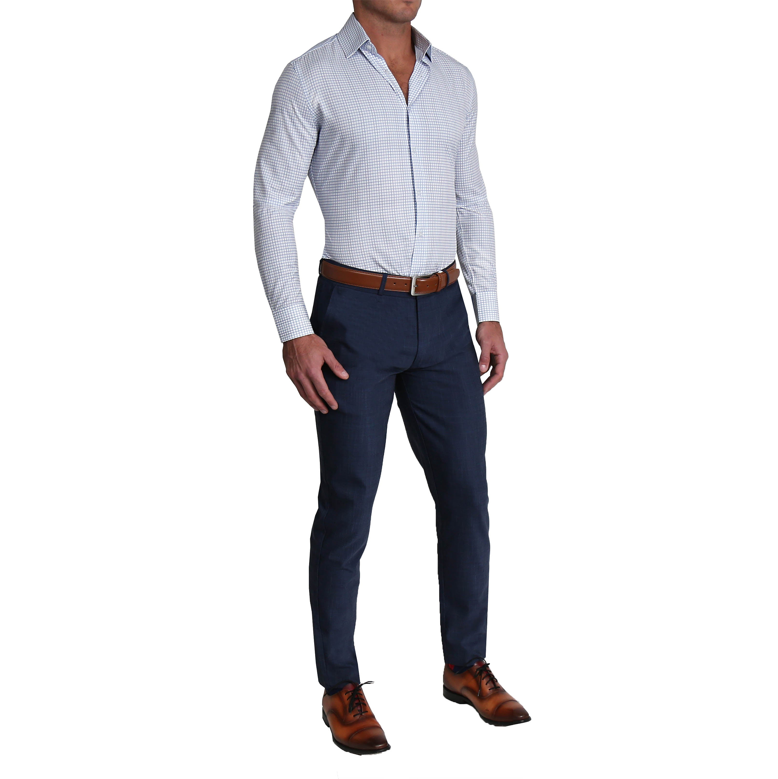 "The Baxter" Blue Mini Line Patterned Windowpane