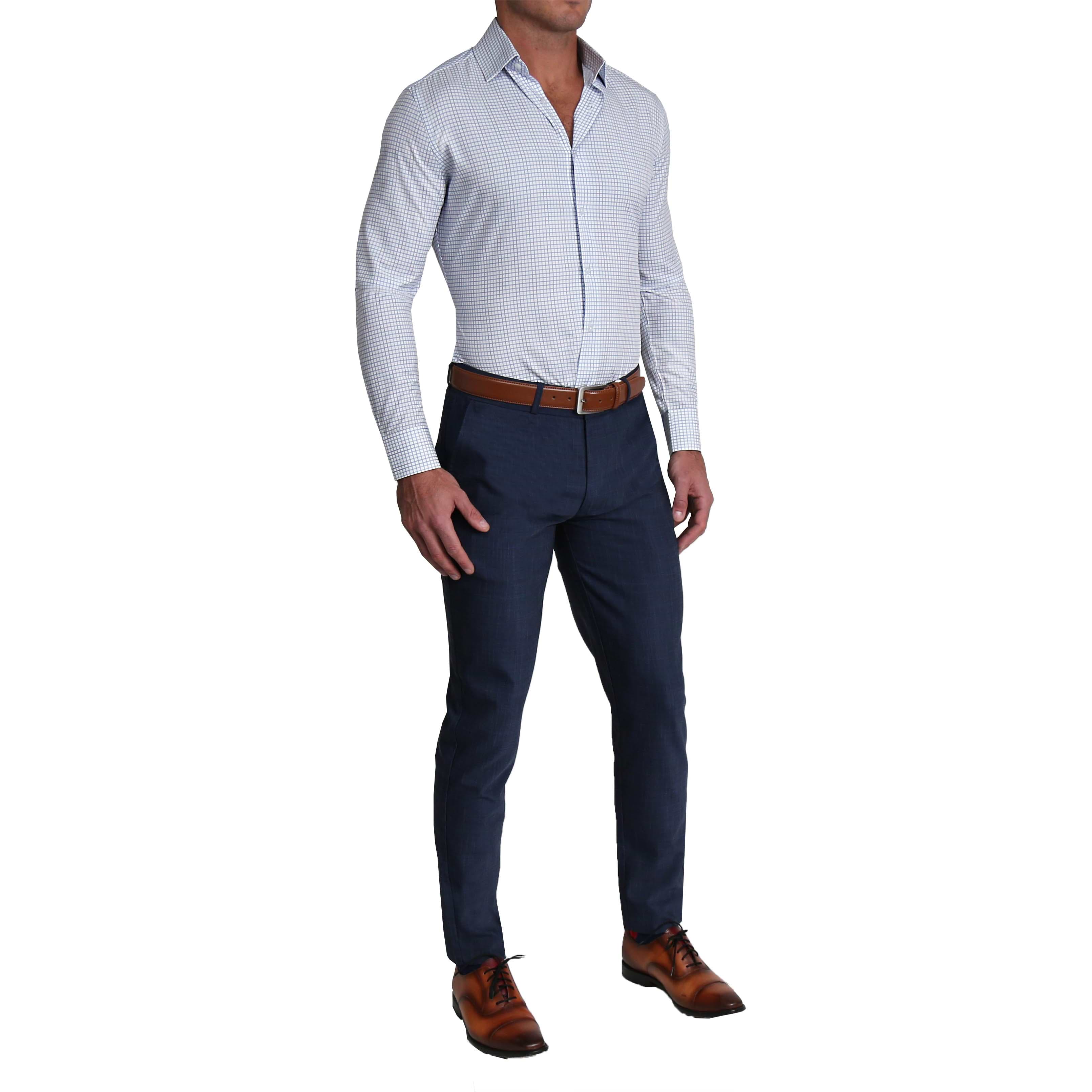 "The Baxter" Blue Mini Line Patterned Windowpane