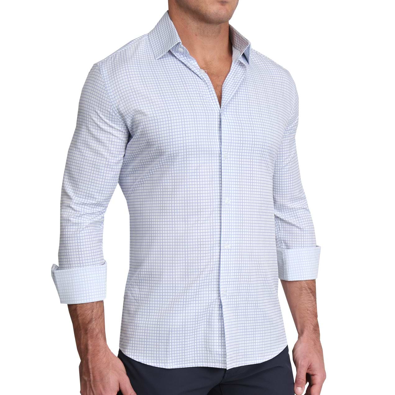 "The Baxter" Blue Mini Line Patterned Windowpane