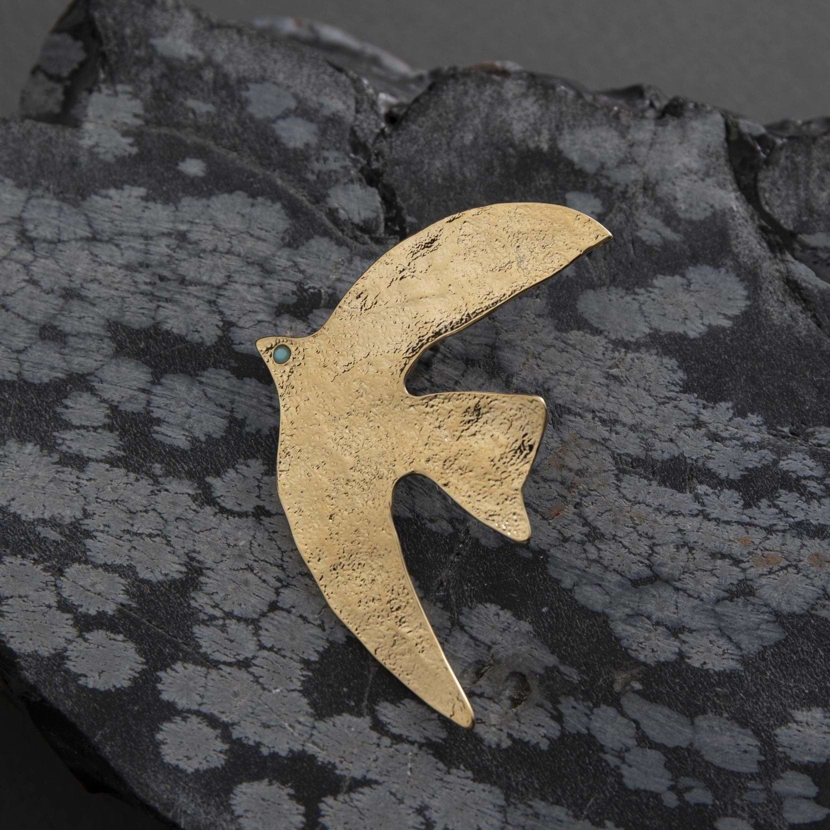 סיכת דש יונת שלום גדולה זהב - Danon Jewellery IsraelP737G12