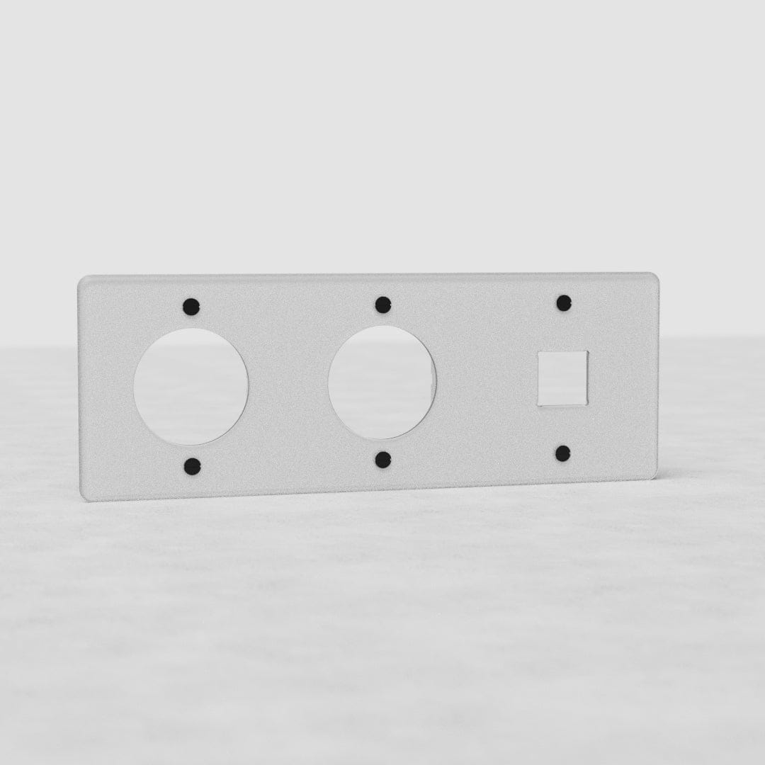 runder Dreifachrahmen für 1 Keystone & 2 Steckdoseneinsätze EU – Durchsichtig + Schwarz