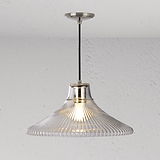 Hammersmith große hängende Deckenleuchte mit geriffeltem Glas, poliertem Nickel, elegantes Design für jeden Raum.