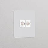 Einfachrahmen mit Steckdosen und 2x Satelliten-Modul, lackierbar + weiß, für eine moderne und funktionale Wandgestaltung.