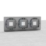 Dreifachrahmen 3x Keystone-Schalterplatte, lackierbare EU-Schalterplatte mit drei rechteckigen Öffnungen.