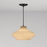 Brookfield hängende mittelgroße Deckenleuchte aus Opalglas in Bronze, passend für das elegante weiße Deckendesign.