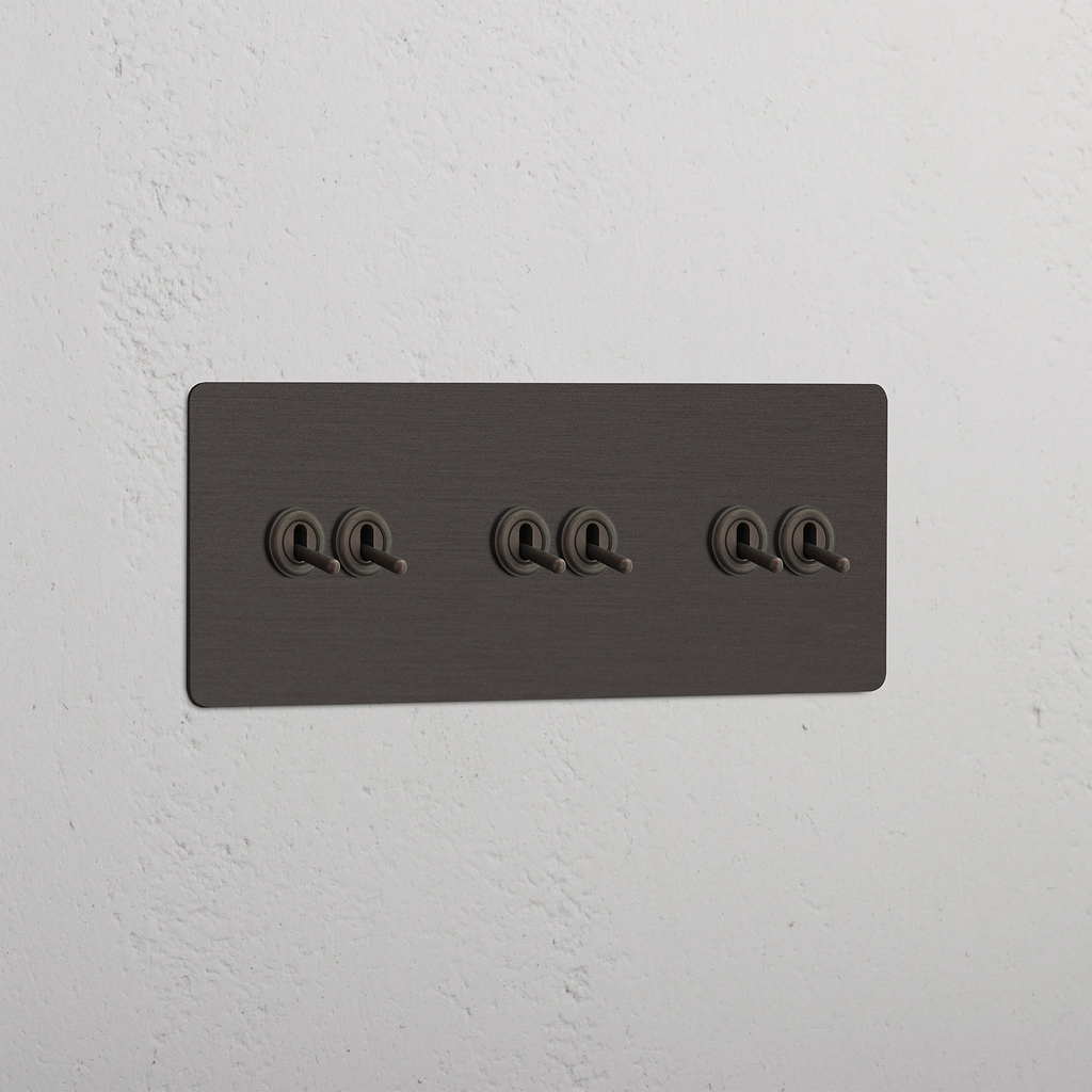 Stilvoller Dreifach-Kipphebelschalter aus Bronze – mit 6 Positionen – elegante Lichtsteuerungslösung