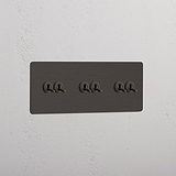 Stilvoller Dreifach-Kipphebelschalter aus Bronze – mit 6 Positionen – elegante Lichtsteuerungslösung