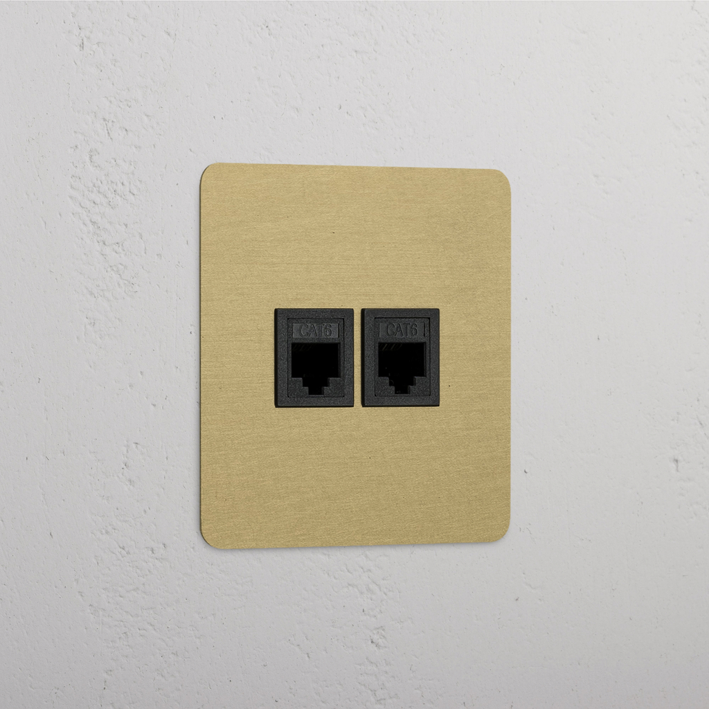 RJ45-Anschluss 1x in Einfachrahmen – Antikes Messing + Schwarz