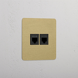 RJ45-Anschluss 1x in Einfachrahmen – Antikes Messing + Schwarz