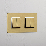 Antiek Messing Witte Dubbele Wip Schakelaar met 4 Posities - Verbeterde Functionaliteit