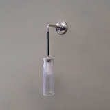 Polished Nickel Modern Bedside Wall Light with Fluted Glass
