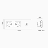 Kew Drievoudige USB-C 30 W voedingsmodule en 2x Schuko type F stopcontact - Antiek messing | Wit