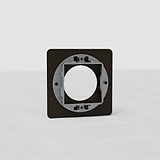 Ronde bronzen metalen afdekplaat voor EU-stroommodule, Enkele Afdekplaat Rond, op een witte achtergrond.