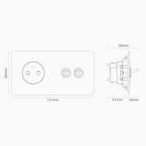 Kew Dubbele 2x tuimelschakelaar en Frans/Belgisch type E stopcontact - Antiek messing | Zwart