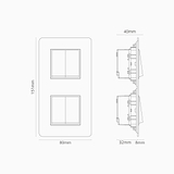 Kew Dubbele 4x verticale wipschakelaar - Antiek messing | Zwart