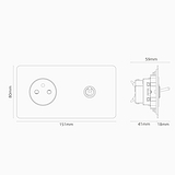 Kew Dubbele tuimelschakelaar en Frans/Belgisch Type E stopcontact - Antiek messing | Wit