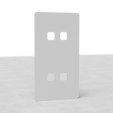 Beschilderbare dubbele verticale afdekplaat voor 4x tuimelschakelaar, EU-stijl, wit met vierkante uitgaven.