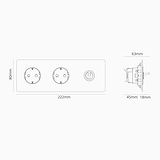 Kew Drievoudige tuimelschakelaar en 2x Schuko type F stopcontact - Antiek messing | Zwart