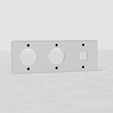 Drievoudige Afdekplaat 1x Keystone & 2x Rond EU Voedingsmodule -  Doorzichtig (Zwarte Details)