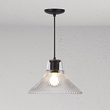 Hammersmith Medium Hanglamp Geribbeld Glas - Brons: Geribbelde glazen hanglamp met bronzen accenten voor plafond.