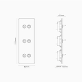 Kew Drievoudige 6x verticale tuimelschakelaar - Doorzichtig antiek messing