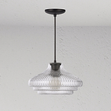 Brookfield Medium Hanglamp Geribbeld Glas - Brons