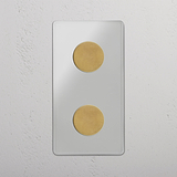 doorzichtige Antiek Messing dubbele verticale dimmer schakelaar - veelzijdige oplossing voor verlichtingsbediening op witte achtergrond