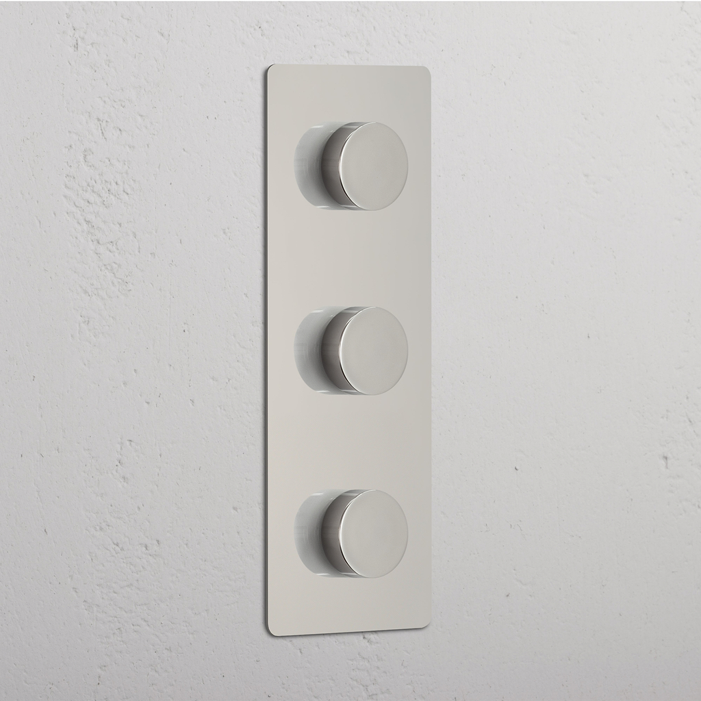 Hoge capaciteit Verticale Licht Intensiteit Schakelaar: Gepolijst Nikkel Drievoudige 3x Dimmer Schakelaar