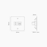 Kew Enkele RJ45 en HDMI voedingsmodule - Doorzichtig | Wit