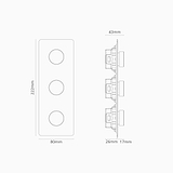 Kew Drievoudige 3x verticale dimmer - Gepolijst Nikkel