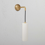 Antique Brass Hanging Wall Light with Fine Porcelain Shade