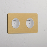 Double 2x French Power Module - Antique Brass White