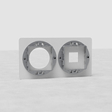 Witte EU beschilderbare afdekplaat met 1x Keystone en 1x ronde EU Power Module, klaar om te beschilderen.