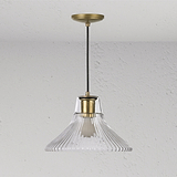 Hammersmith Medium Hanglamp Geribbeld Glas - Antiek Messing