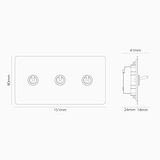 Kew Dubbele 3x tuimelschakelaar - Gepolijst Nikkel