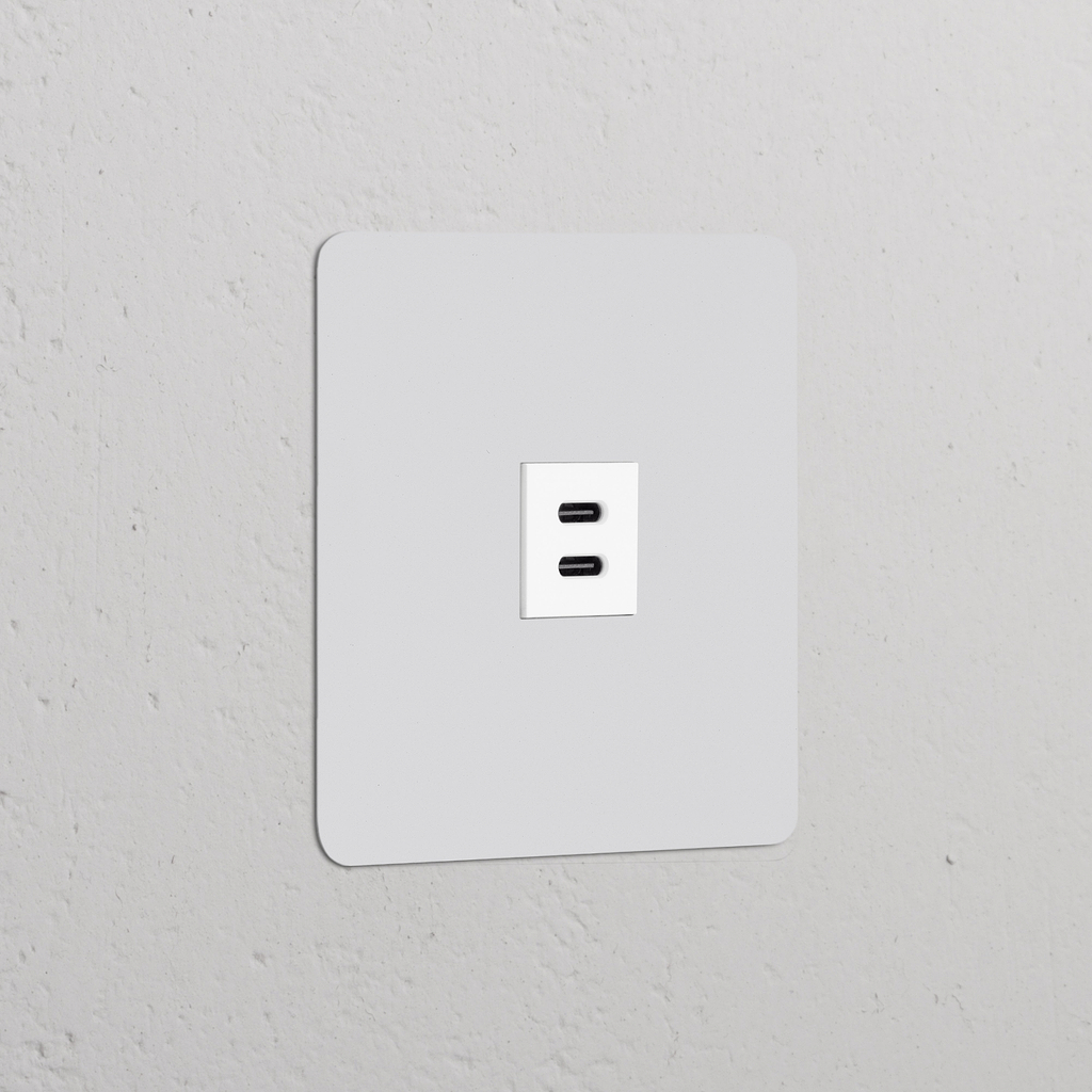 USB-C 30W Voedingsmodule (Enkele Afdekplaat) in Beschilderbaar Wit, een enkel USB-C stopcontact voor connectiviteit.