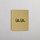 Elegante Antiek Messing Enkele Tuimelschakelaar met Twee Knoppen