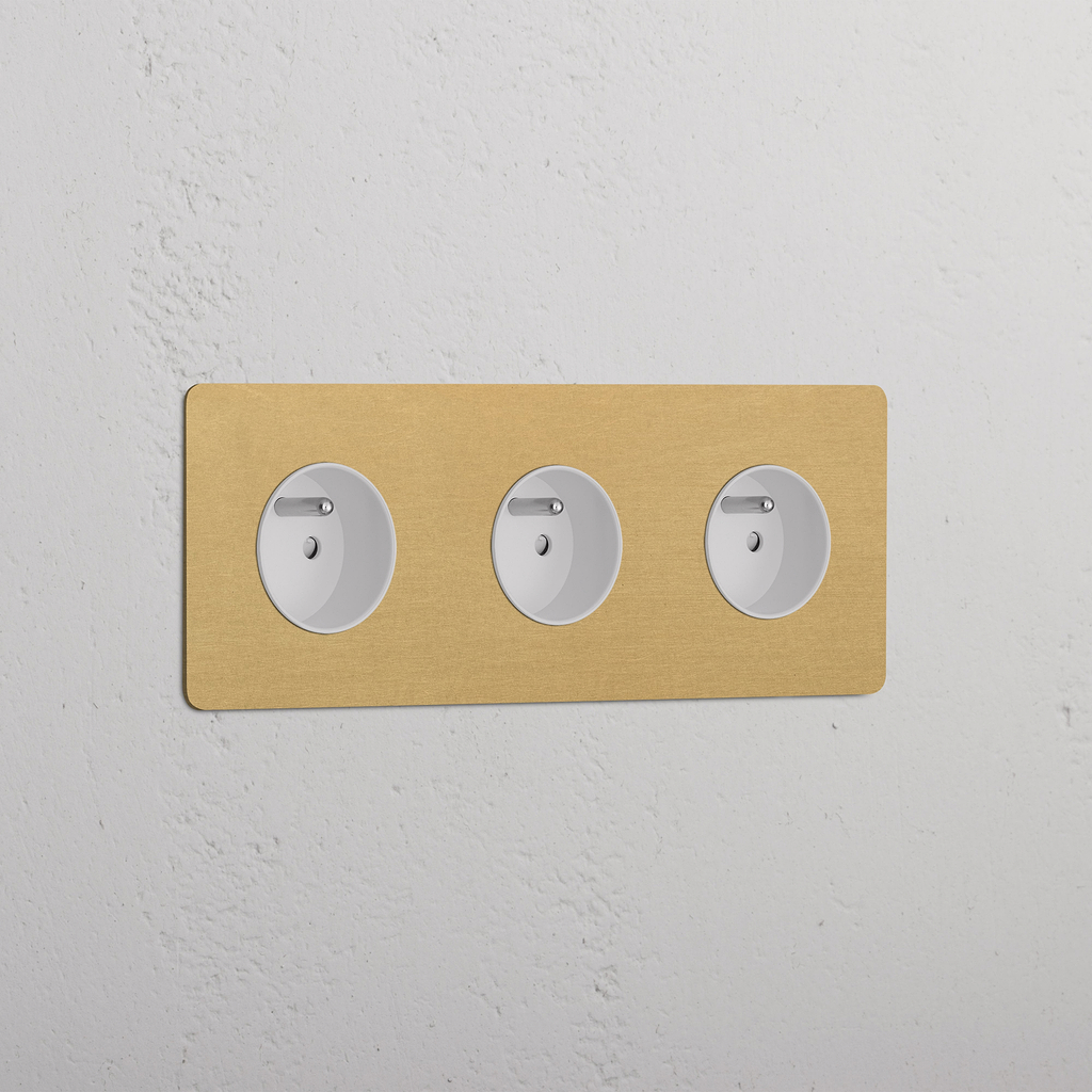 Triple 3x French Power Module - Antique Brass White