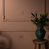 2x Wissel-Tuimelschakelaar met enkele afdekplaat van beschilderbaar gepolijst nikkel voor schakelaars & dimmers.