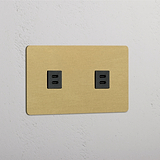 Hoge kwaliteit Dubbele 2x USB Voedingsmodule in Antiek Messing Zwart