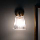 Wall Light Fluted Glass - Antique Brass on Grey Wall