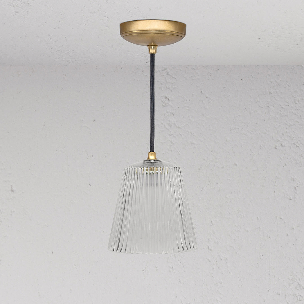 Richmond Medium Pendant Light Fluted Glass - Antique Brass