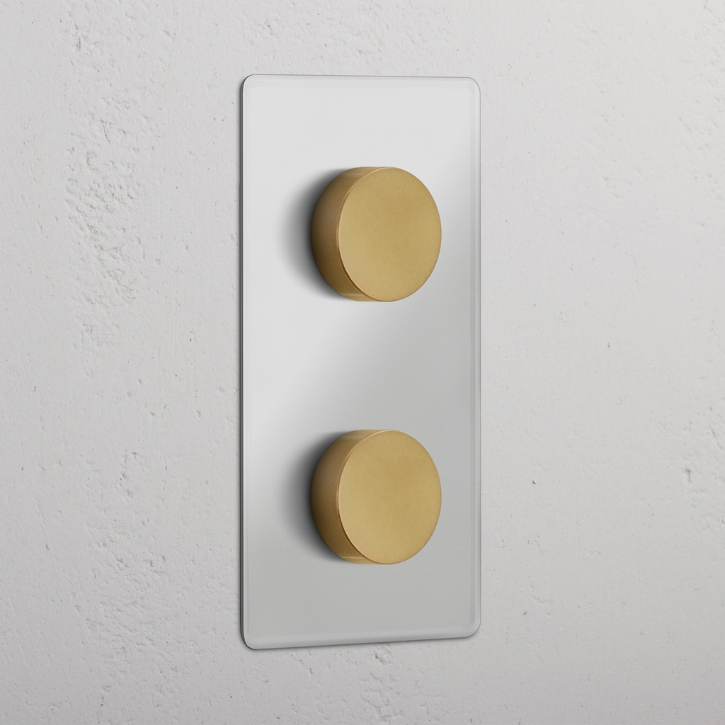 Aanpasbare Doorzichtige Antiek Messing Dubbele Verticale Dimmer Schakelaar - Veelzijdige Lichtbediening Oplossing