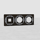 Bronzen metalen wandplaat met 1x Keystone & 2x ronde EU power module slots. Onderdeel van de 'Metalen Afdekplaten' serie.